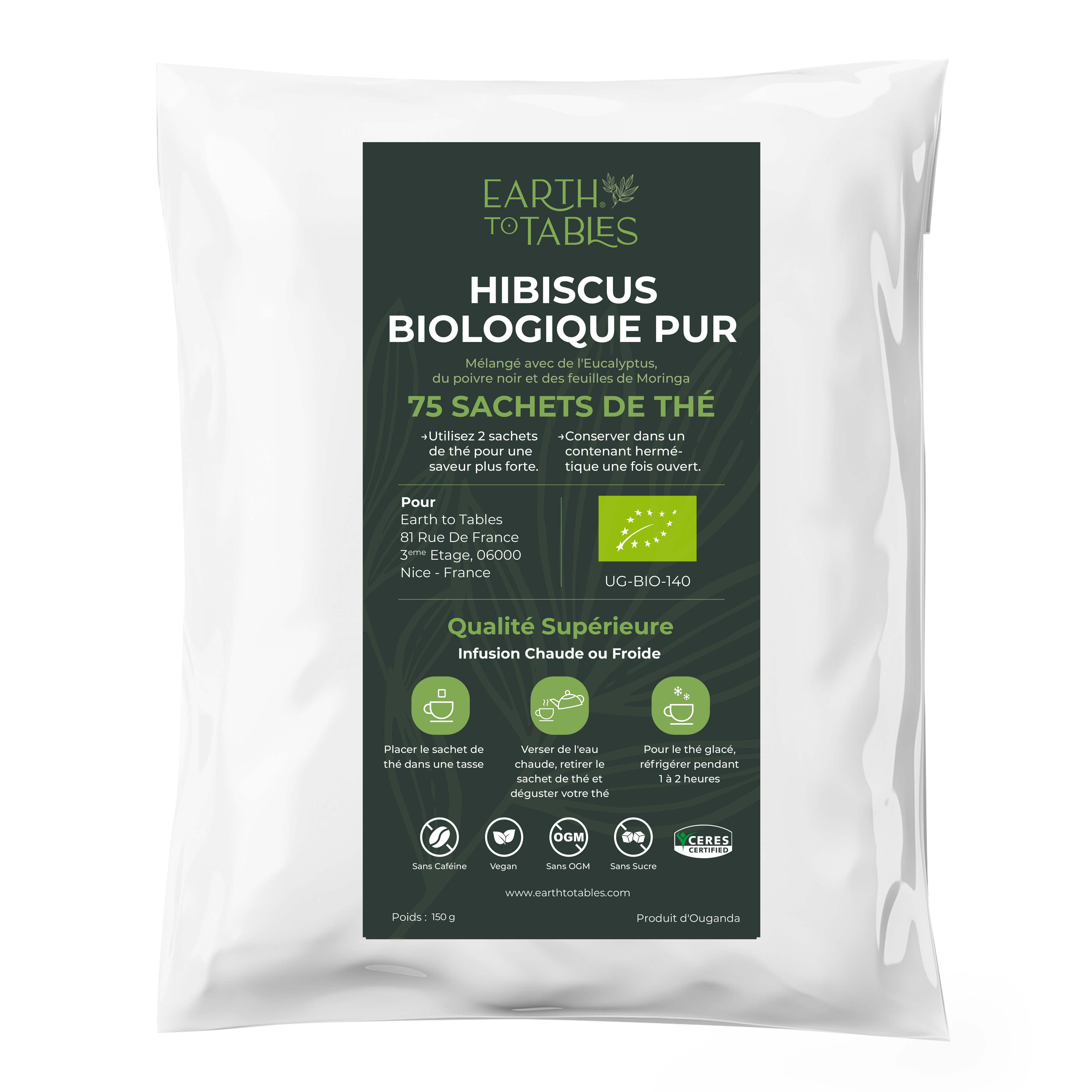 Fleur d'Hibiscus Bio - 75 Sachets de Thé