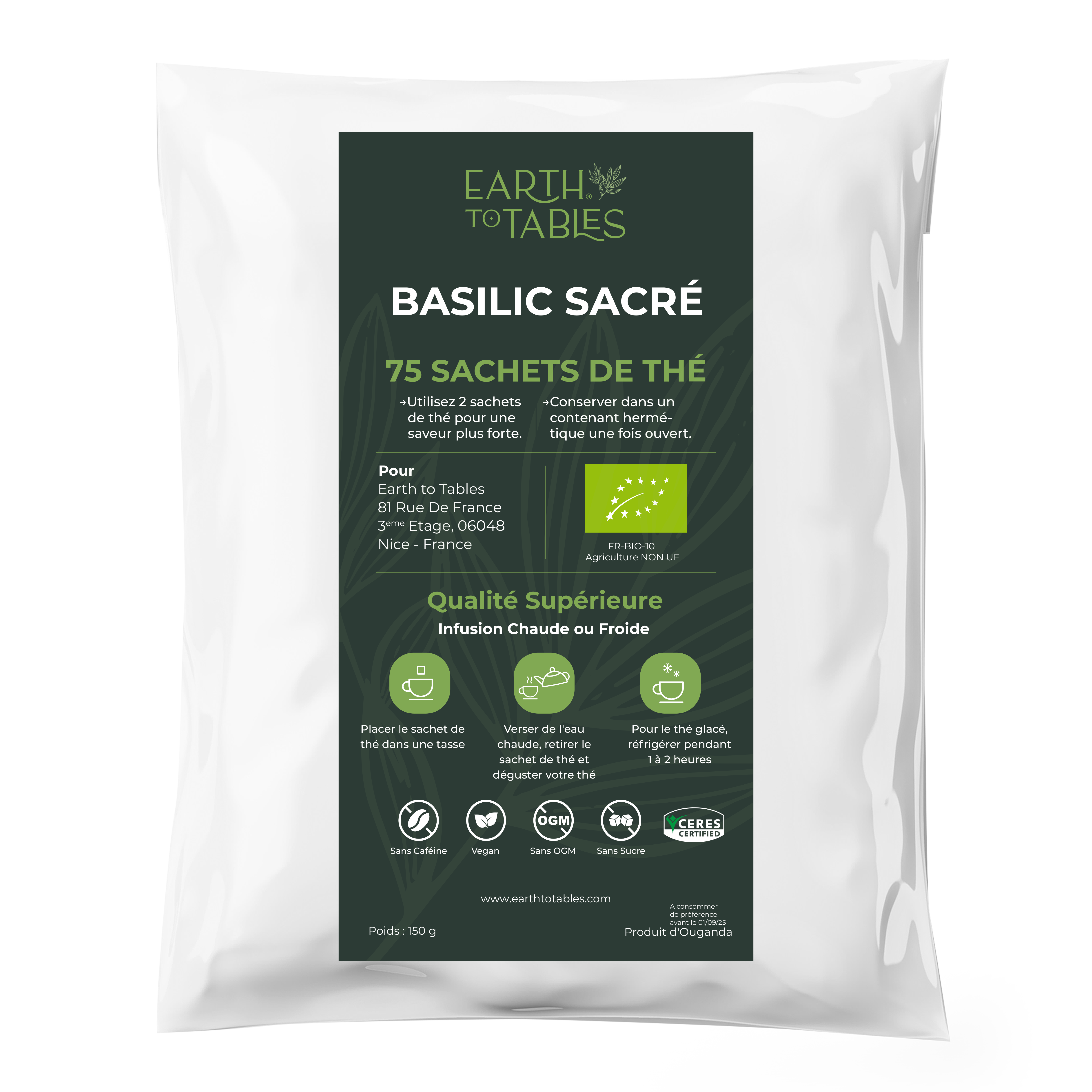Basilic sacré séché biologique - 75 Sachets de thé